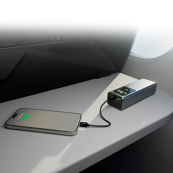 Powerbank med 20000mAh PD 100W LCD-display - grå