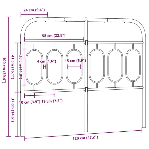 vidaXL metalsengegavl sort 120 cm