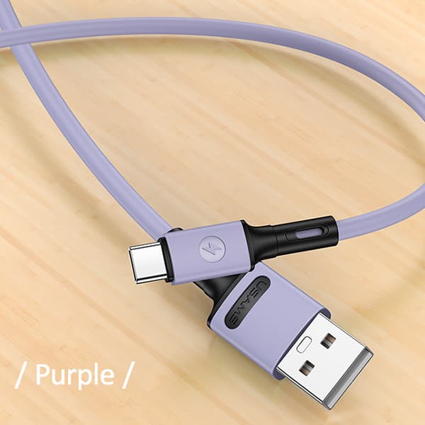 USAMS U52 USB-A til USB-C 2A hurtigopladerkabel 1m lilla