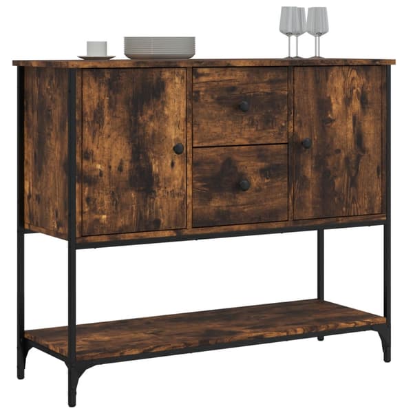vidaXL kommode, røget eg, 100x36x85 cm, træbaseret materiale