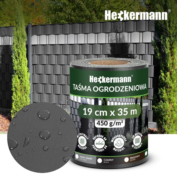 Heckermann Hegnstape 19cm x 35m - Mørkegrå
