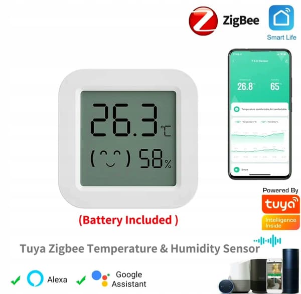 ZigBee ZTH05 Tuya LCD temperatur- og fugtighedssensor, 1,5-tommer display