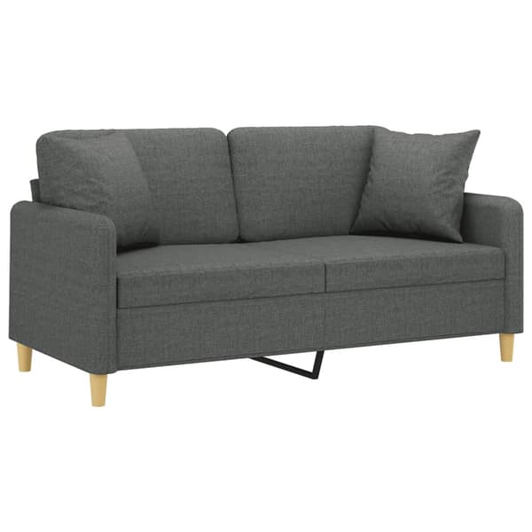 vidaXL 2-sitssoffa med kuddar, mörkgrå, 140 cm, tyg