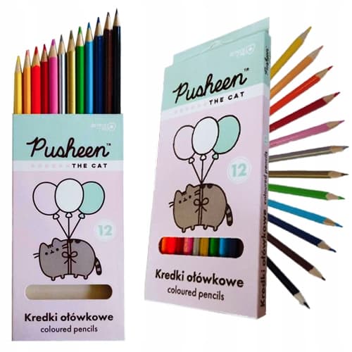 PUSHEEN 7979 A'10 12-färgspennor 18 cm ask