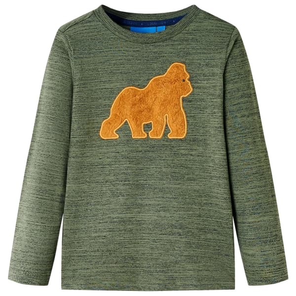 Barn långärmad t-shirt, khaki melerad 104