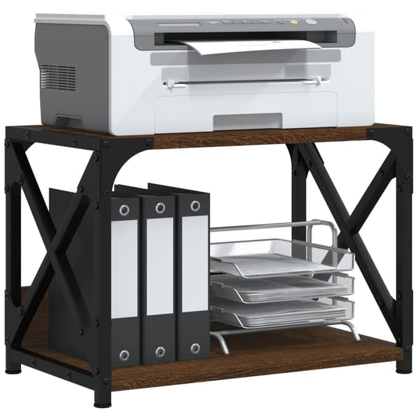 vidaXL 2-lags printerstativ brun eg 44x26x31,5 cm