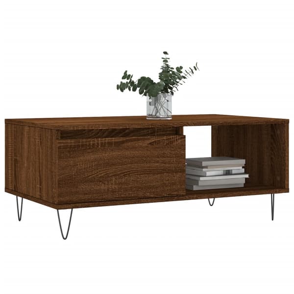 vidaXL sofabord brunt egetræ 90x50x36,5 cm