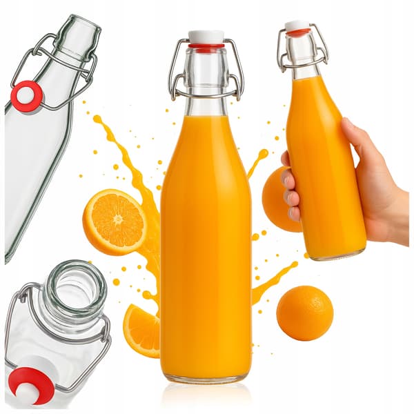 Rund flaska med klämma - 500 ml