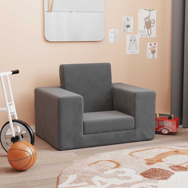 vidaXL børnesofa, antracit, blød plys