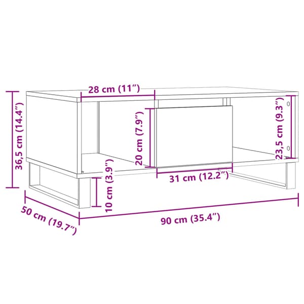 vidaXL Soffbord, Antikträ, 90x50x36,5 cm