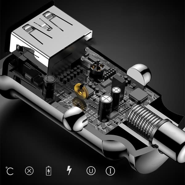 Mini biloplader til din telefon 2x USB Grain biloplader hvid