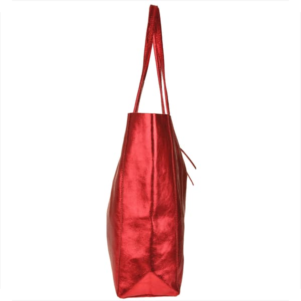 Let læder shopper taske, rød metallic