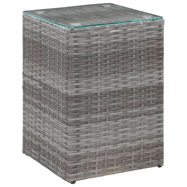 vidaXL sideborde, sæt med 3, glasplader, grå, polyrattan