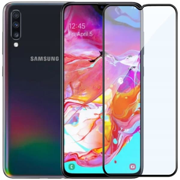 2x Härdat glas för Samsung Galaxy A70 med helskärmstäckning, 5D-glas