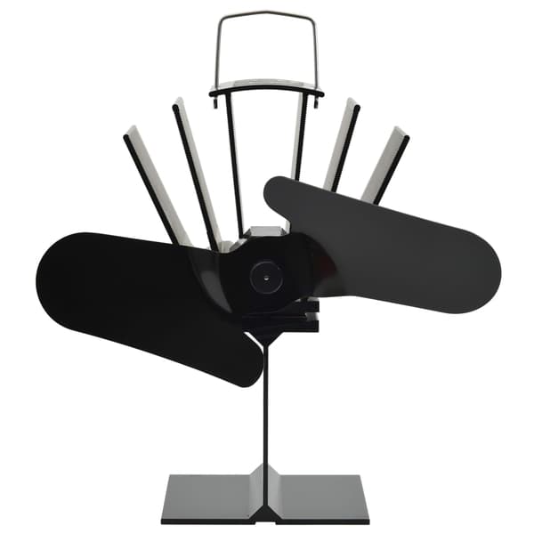 vidaXL varmedrevet pejseventilator, 2 blade, sort