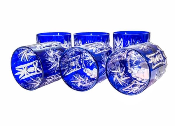 Koboltkrystal whiskyglas 280 ml Olivenkværn