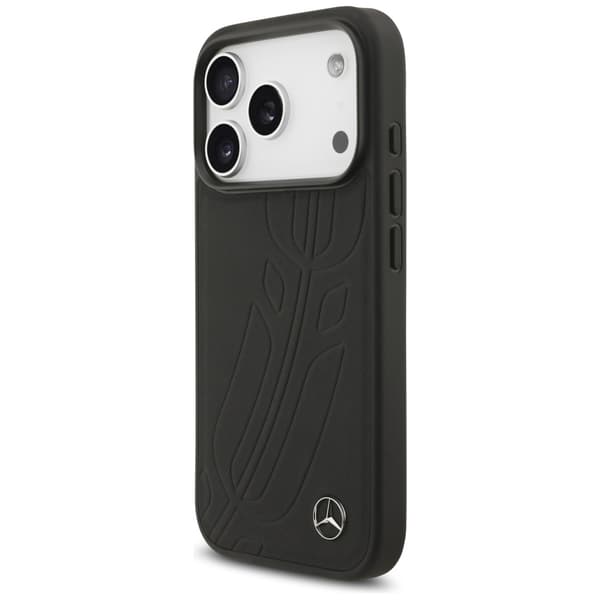 Mercedes Læder Stort Laurel Leaf MagSafe-etui til iPhone 17 Pro Sort
