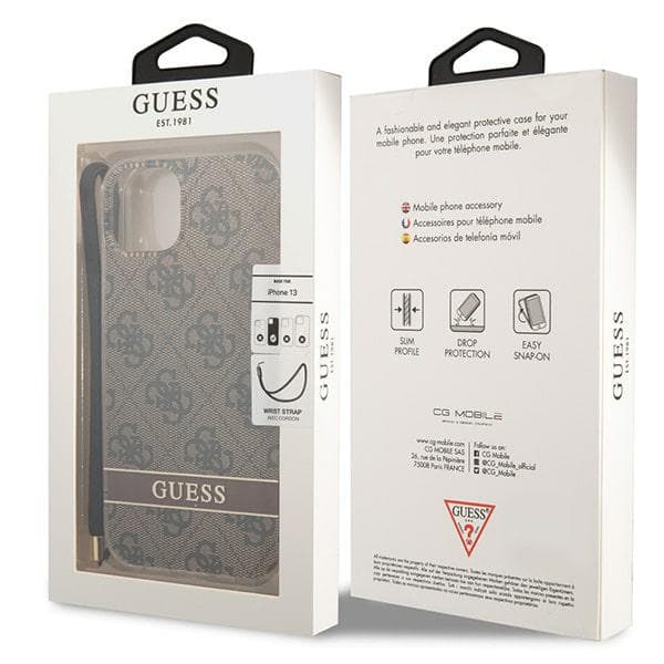 Guess 4G Print Strap-skal till iPhone 14 Plus, Brunt