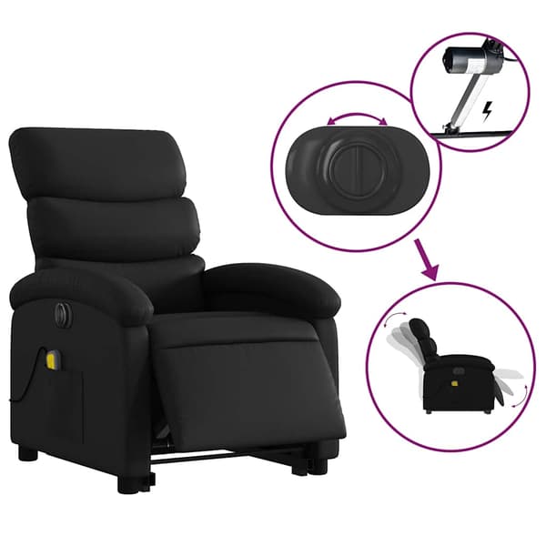 vidaXL elektrisk lænestol med massage, sort