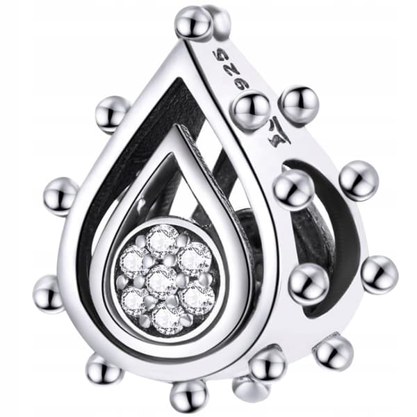 Berlocker droppformade silverpärlor 925 S925 hänge droppformade zirkonpärlor