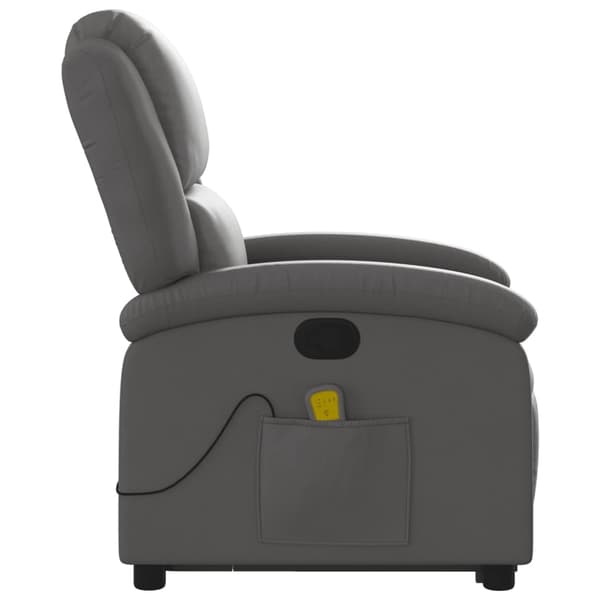 vidaXL Lyftbar massagefåtölj, grå, äkta läder