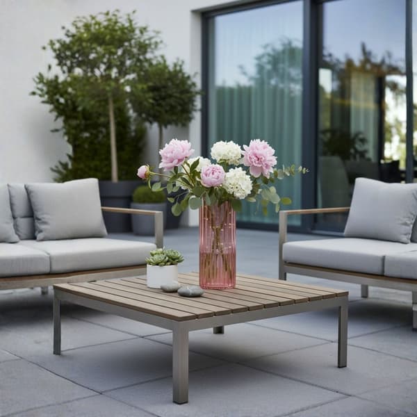 Set med 3 moderna ribbvaser transparent rosa
