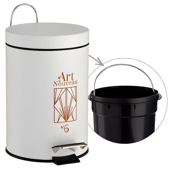 Art Deco Rund Hvid Affaldsspand