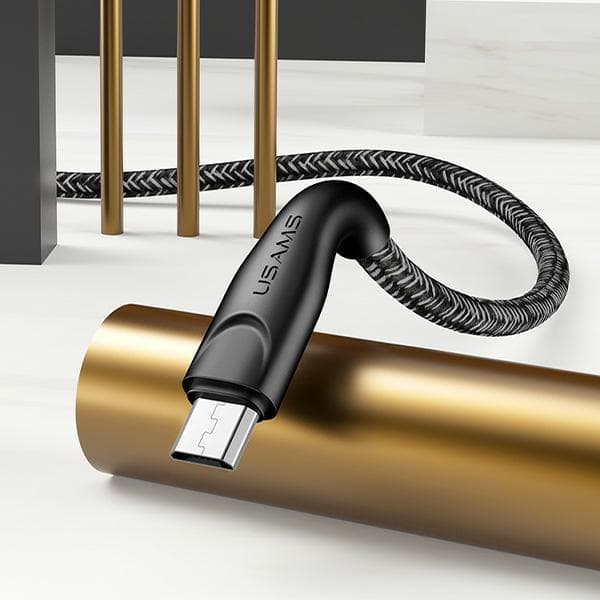 USAMS Flätad U41 USB-A till MicroUSB-kabel 1m 2A Röd
