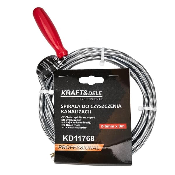 Kloakspiral til rør med børste 6 mm x 3 m KD11768
