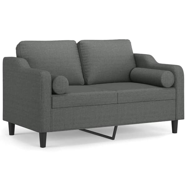 vidaXL 2-sitssoffa med kuddar, mörkgrå, 120 cm, tyg
