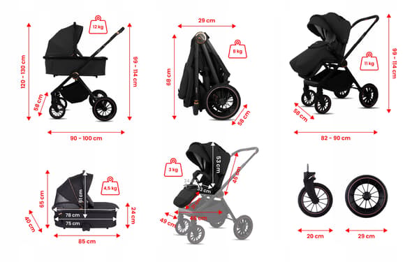 BabyLux CASTOR 2-i-1 klapvogn, gondol, let, foldbart sæt