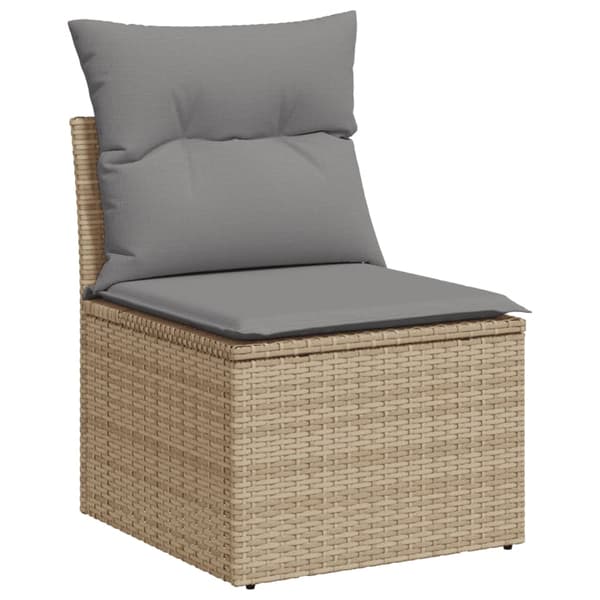 vidaXL 3-delat trädgårdsmöbelset med kuddar, beige, polyrotting