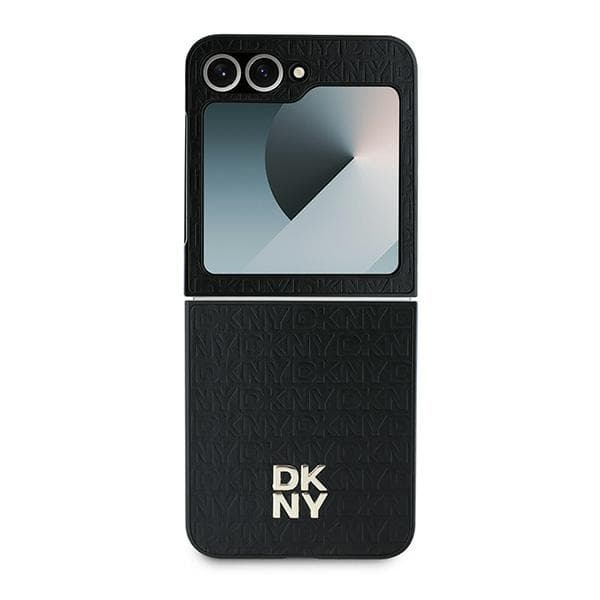 DKNY Repeat Pattern Stack Logo -suojakuori Samsung Galaxy Z Flip6:lle, musta