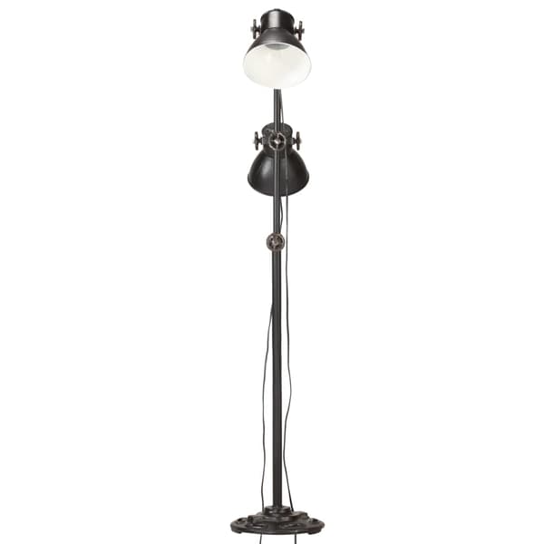 vidaXL gulvlampe med 2 skærme, sort, E27, støbejern