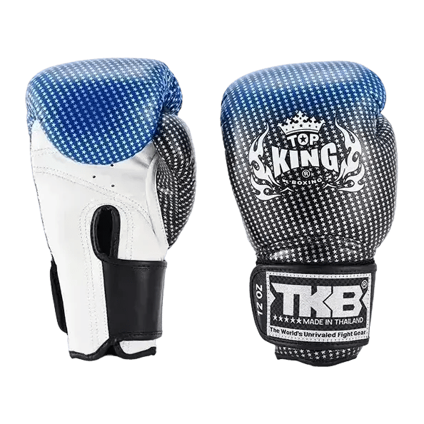 Top King Super Star Blå Muay Thai Boxningshandskar 10OZ
