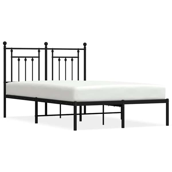 vidaXL metalsengestel med hovedgærde sort 135x190 cm