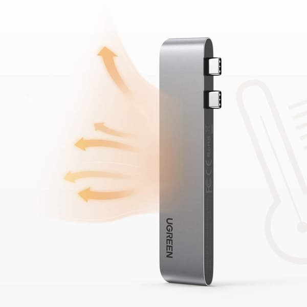 Multifunktionel HUB-port til MacBook Pro / Air 2x USB-C til USB-C HDMI 3x USB 3.0 - grå