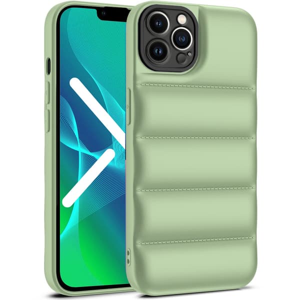 Puffer-etui til iPhone 13 Pro, grøn