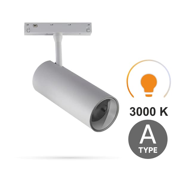Vit LED-skenspotlight 20W 3CCT Typ A för magnetiska skenor SMART TRACK 48VDC