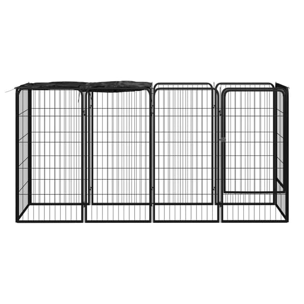 vidaXL hundebur, 10 paneler, sort, 50x100 cm, stål