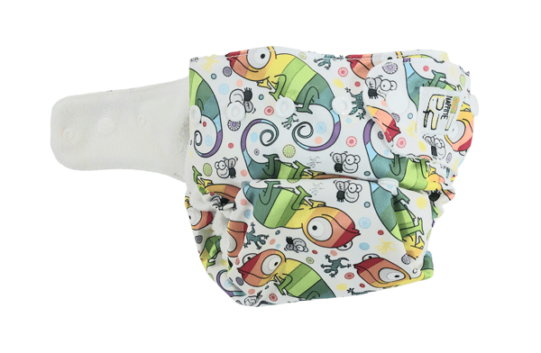 NappiMe Pink Chameleon Pocket vaskbare microfleecebleer med trykknaplukning.
