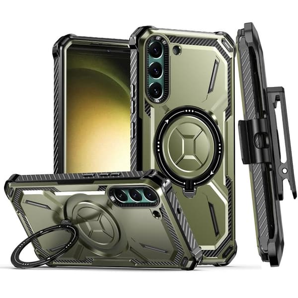 Samsung Galaxy S23 cover, kraftig bælteklips, grøn