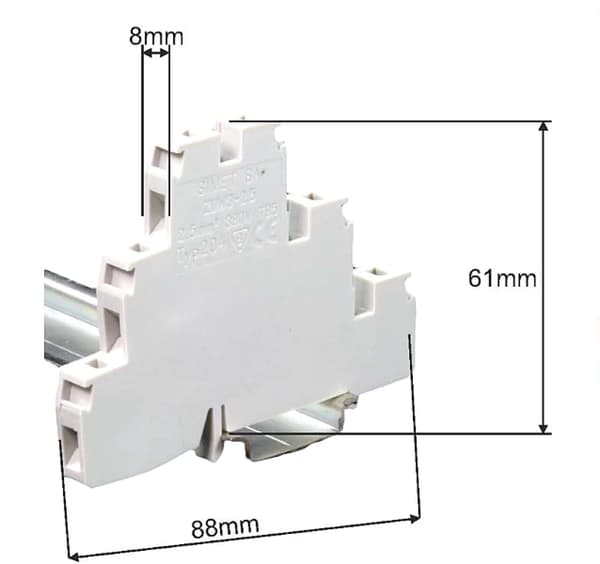 Gevindskinneforbindelse, 2,5 mm², 3-sporet, til TS35 SIMET-skinne