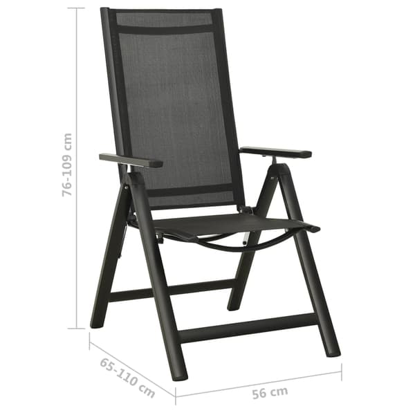vidaXL foldbare havestole 2 stk. textilene og aluminium sort