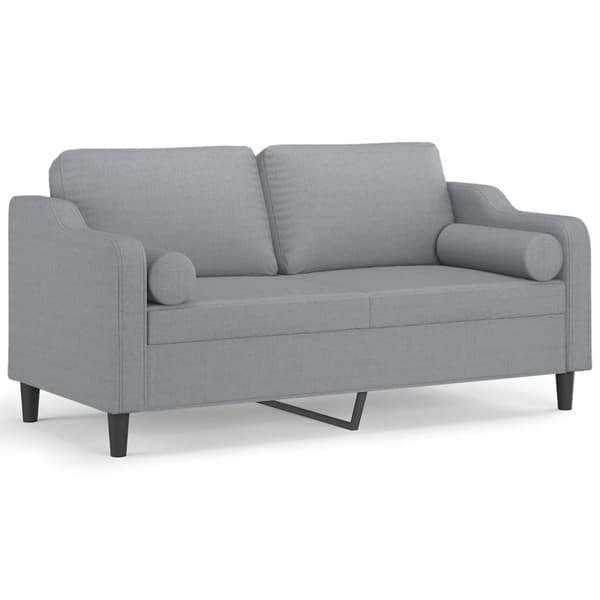 vidaXL 2-sitssoffa med kuddar, ljusgrå, 140 cm, tyg