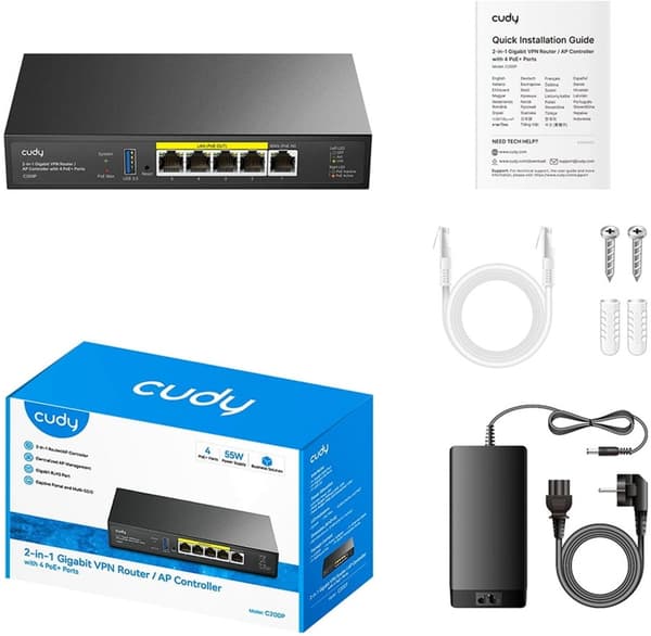 Cudy C200P AP Accesspunktskontroller med 4 PoE+ portar