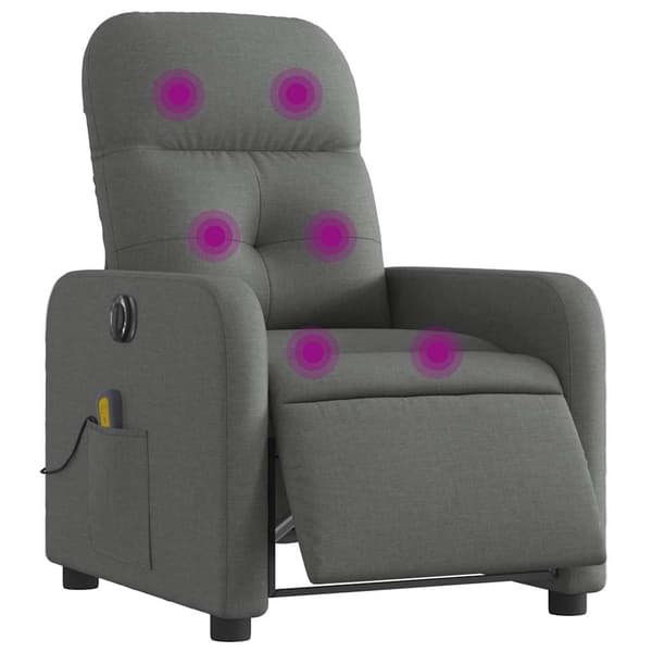 vidaXL Elektrisk vilfåtölj för massage, mörkgrå, tyg
