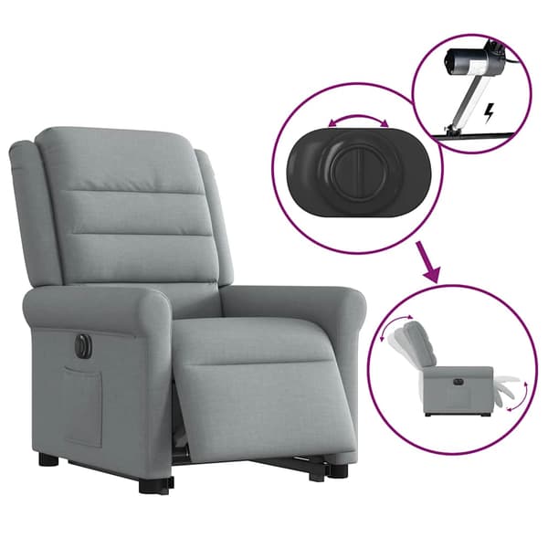 vidaXL Elektrisk lyftande massagefåtölj ljusgrå
