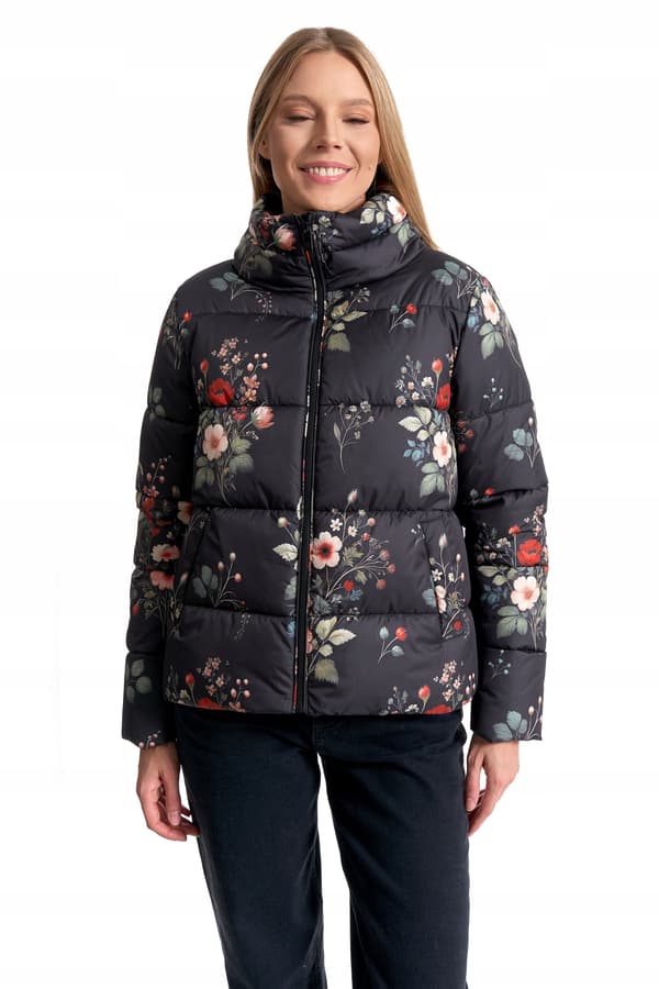 Moraj dammad jacka med högt ståkrage kort modell vinter XL