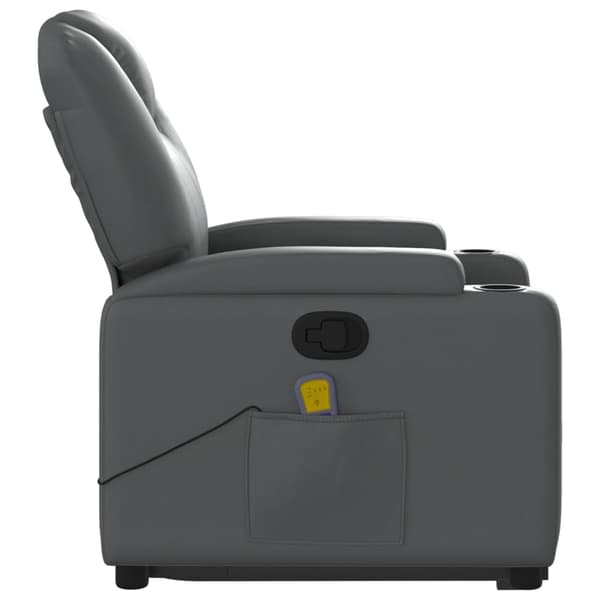 vidaXL Lyftbar massagefåtölj, grå, konstläder